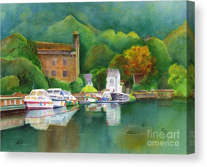 Landscape Canvas Print featuring the painting Riverboats by Karen Fleschler