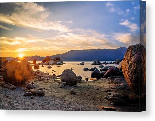 Landscape Canvas Print featuring the photograph Rocky Lake by Maria Coulson