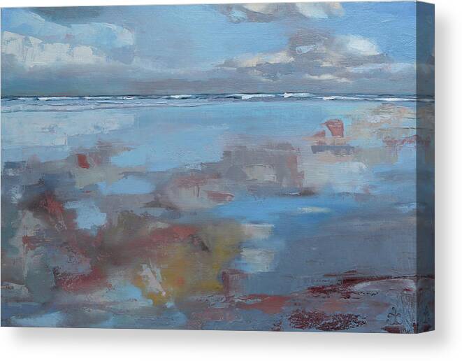 Ocean Canvas Print featuring the painting Rolling Fog by Trina Teele