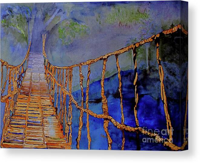 Rope Bridge Canvas Print featuring the painting Rope Bridge by Sandy McIntire