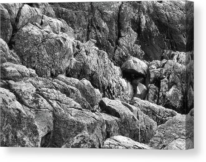 Nature Canvas Print featuring the photograph Rough Rocks BW by Lyle Crump