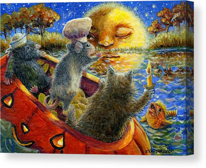 Mole Canvas Print featuring the painting Rub-a-dub-dub a Pumpkin Tub by Jacquelin L Vanderwood Westerman