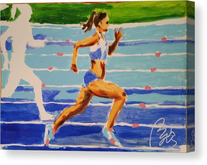 Runner Canvas Print featuring the painting Runner I by Bachmors Artist