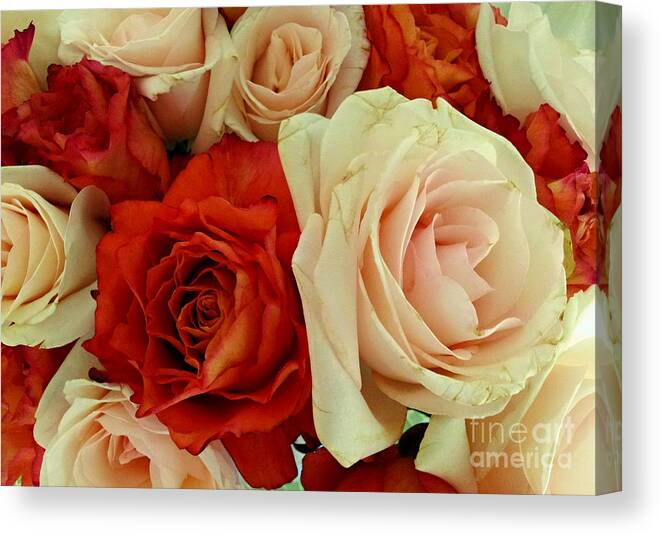 Roses Canvas Print featuring the photograph Rustic Rose Bouquet by Margaret Newcomb