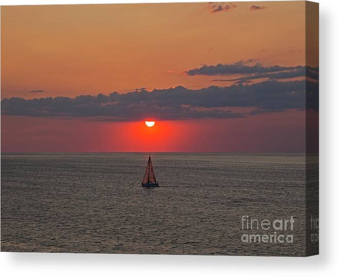 Sailboat Canvas Print featuring the photograph Sailboat Sunset by James Guilford