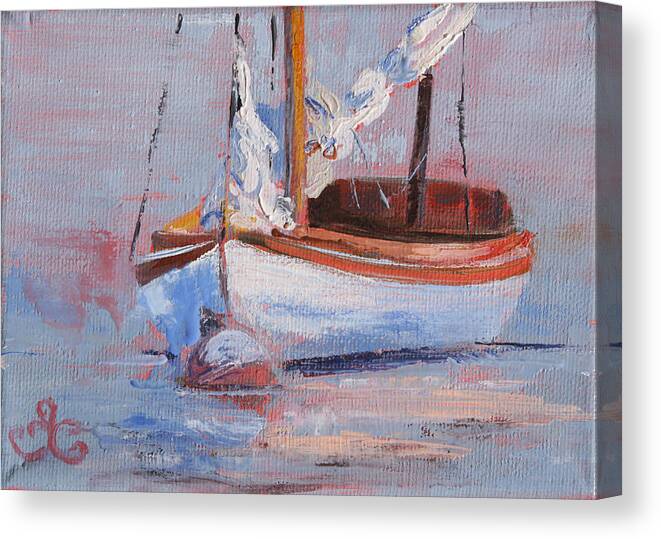 Seascape Canvas Print featuring the painting Sailboat Wisdom by Trina Teele