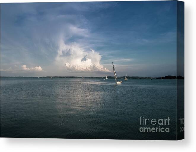 Activity Canvas Print featuring the photograph Sailboats on Lake Balaton in Hungary by Andreas Berthold