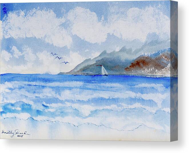 French Polynesia Canvas Print featuring the painting Sailing into Moorea by Dorothy Darden