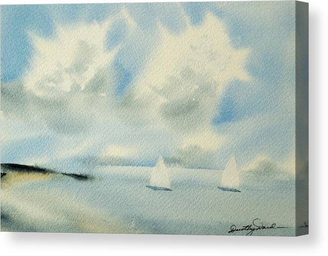 Bay Canvas Print featuring the painting Sailing into A Calm Anchorage by Dorothy Darden