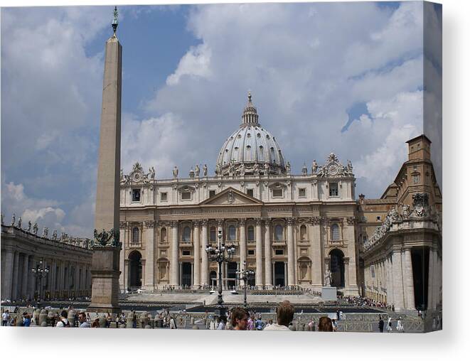 Saint Peter's Bascilica Canvas Print featuring the photograph Saint Peters Bascilica in Rome by Tracy Dugas
