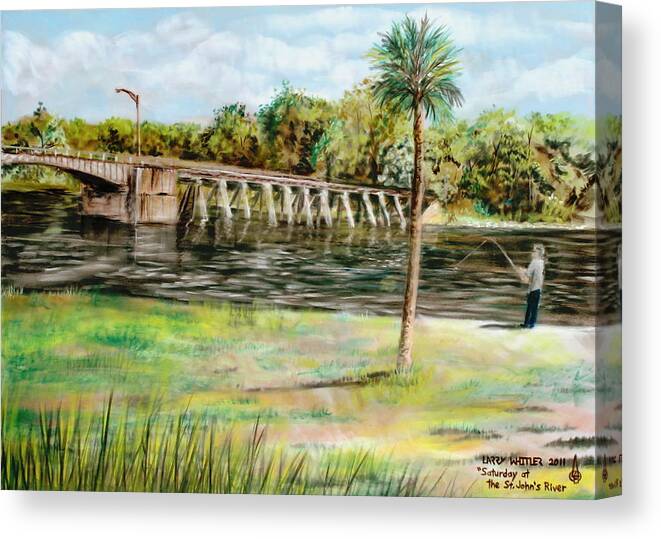 St. John's River Canvas Print featuring the pastel Saturday At The St. John's River by Larry Whitler