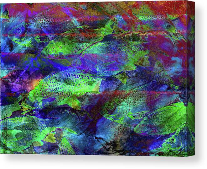 School Of Fish Canvas Print featuring the digital art School of Fish by Mimulux Patricia No