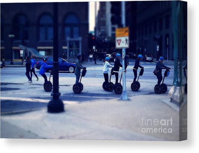 Frank-j-casella Canvas Print featuring the photograph Segway - City of Chicago by Frank J Casella