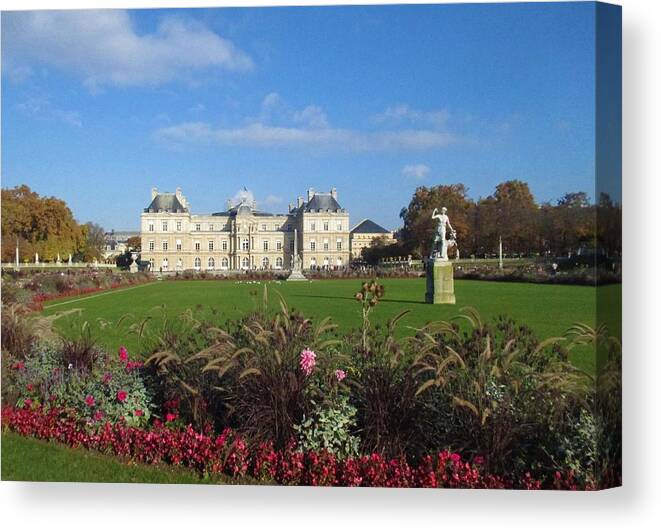 Jardin Du Luxembourg Canvas Print featuring the photograph Senate from Jardin du Luxembourg by Christopher J Kirby