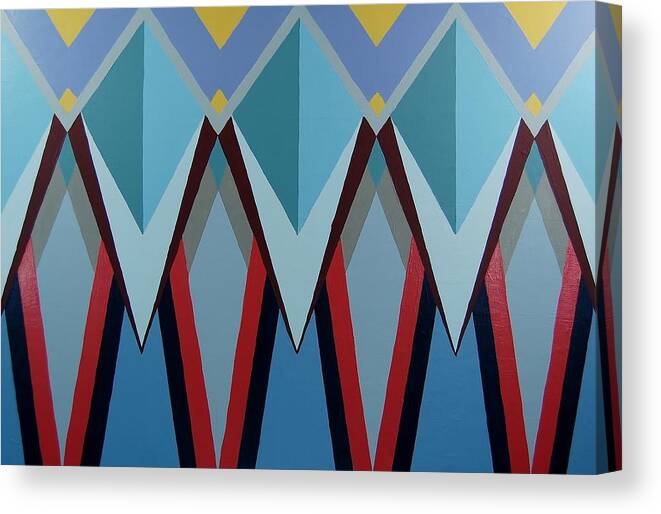 Geometric Art Canvas Print featuring the painting Shades of Blue by Charla Van Vlack