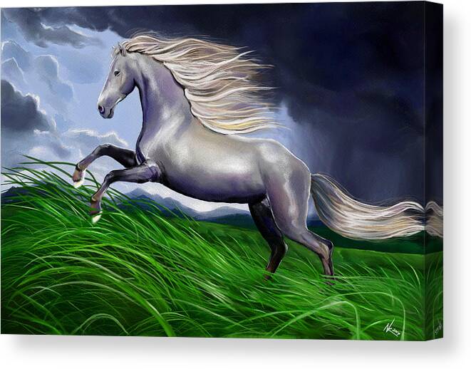 Horse Canvas Print featuring the digital art Shadowfax by Norman Klein