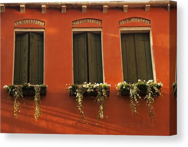 Italy Canvas Print featuring the photograph Shadows and Shutters by Doug Davidson