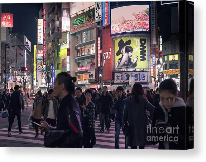 Shibuya Canvas Print featuring the photograph Shibuya Crossing, Tokyo Japan 3 by Perry Rodriguez