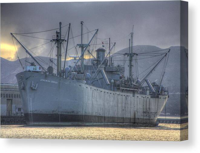 Bay Area Canvas Print featuring the photograph Ship at the harbor by Randy Wehner