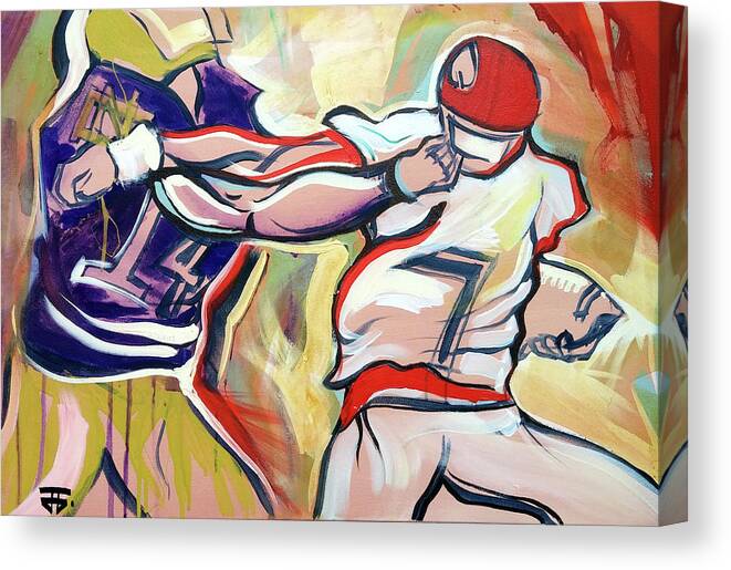  Canvas Print featuring the painting Side Arm Uga by John Gholson