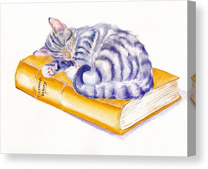Cats Canvas Print featuring the painting Tabby Kitten - Sleeping Beauty by Debra Hall