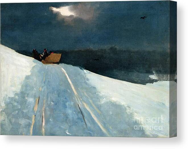 Winter Scene Canvas Print featuring the painting Sleigh Ride by Winslow Homer
