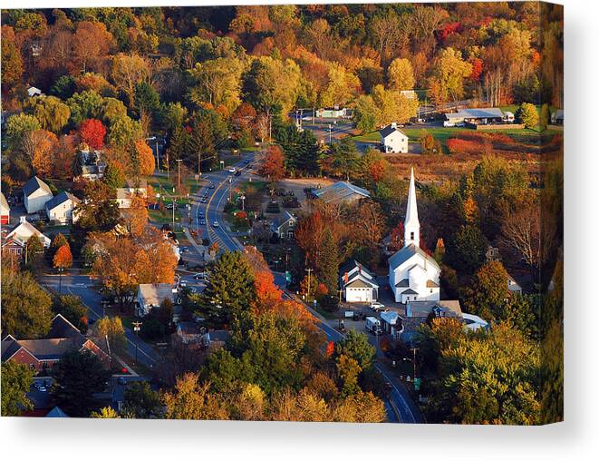 Small Canvas Print featuring the photograph Small Town Aerial by James Kirkikis
