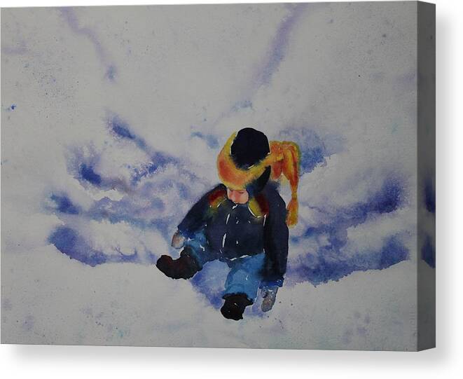 Winter Canvas Print featuring the painting Snow Angel by Ruth Kamenev