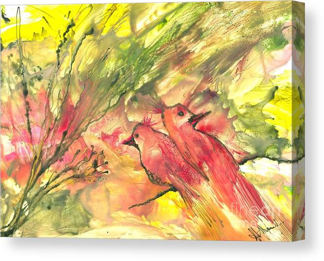 Birds Canvas Print featuring the painting Songs of Birds by Heather Hennick