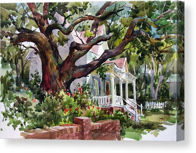 Tree Canvas Print featuring the painting Southern Sentinel by Tony Van Hasselt