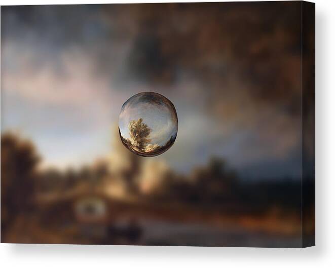 Abstract In The Living Room Canvas Print featuring the digital art Sphere 13 Rembrandt by David Bridburg