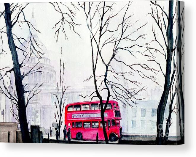 St Pauls Canvas Print featuring the painting St Pauls Cathedral In The Mist by Morgan Fitzsimons