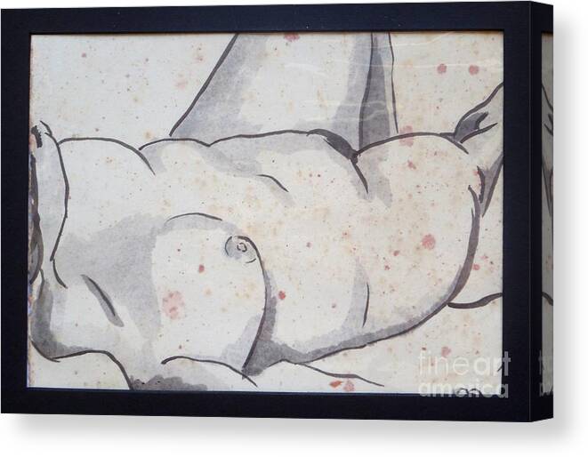 Nude Canvas Print featuring the drawing Stained by M Bellavia