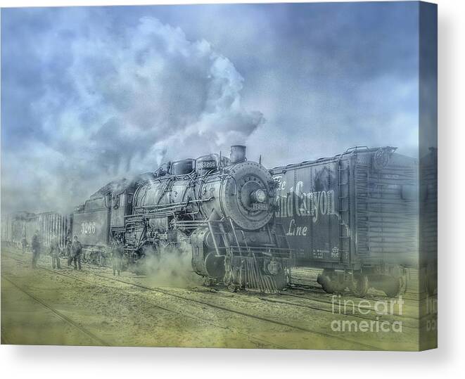 Steam Train Toned Canvas Print featuring the digital art Steam Train Toned by Randy Steele