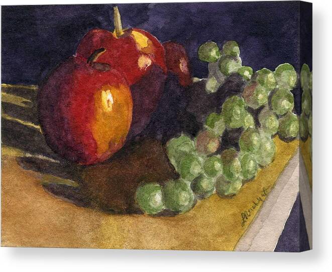 Watercolor Canvas Print featuring the painting Still Apples by Lynne Reichhart