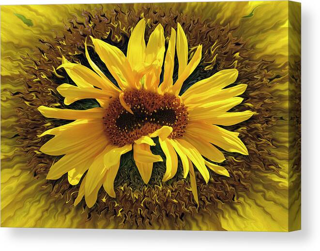 Desert Forest And Garden Canvas Print featuring the digital art Still Life With Sunflower by Becky Titus