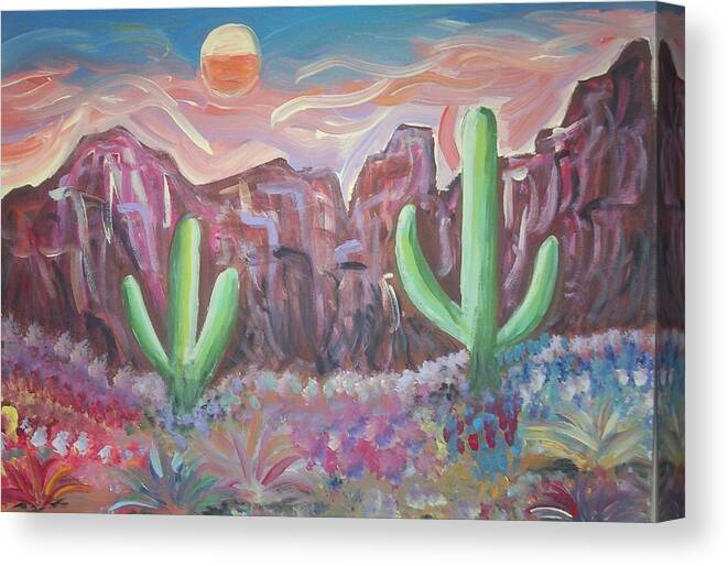 Landscape Canvas Print featuring the painting Suggestive Desert Lands by Lindsay St john