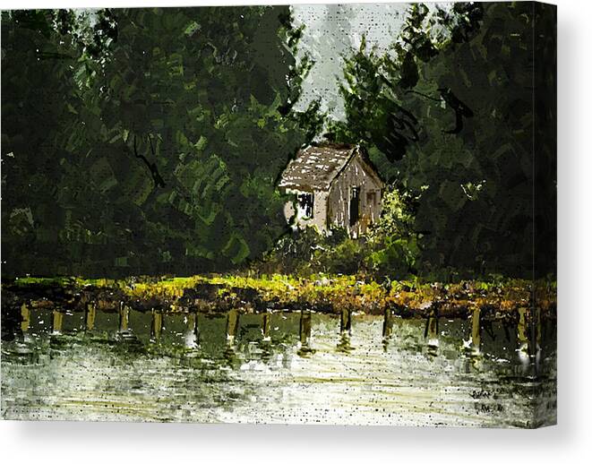 Cabin Canvas Print featuring the digital art Summer Retreat by Dale Stillman