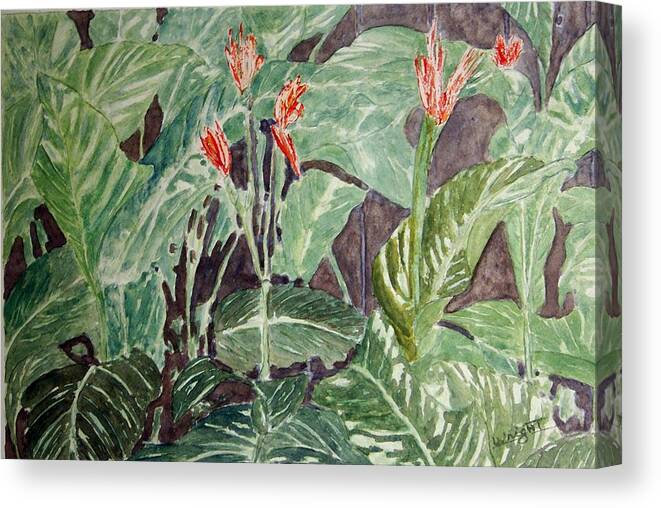 Flowers Canvas Print featuring the painting Summer Study In Red And Green by Larry Wright
