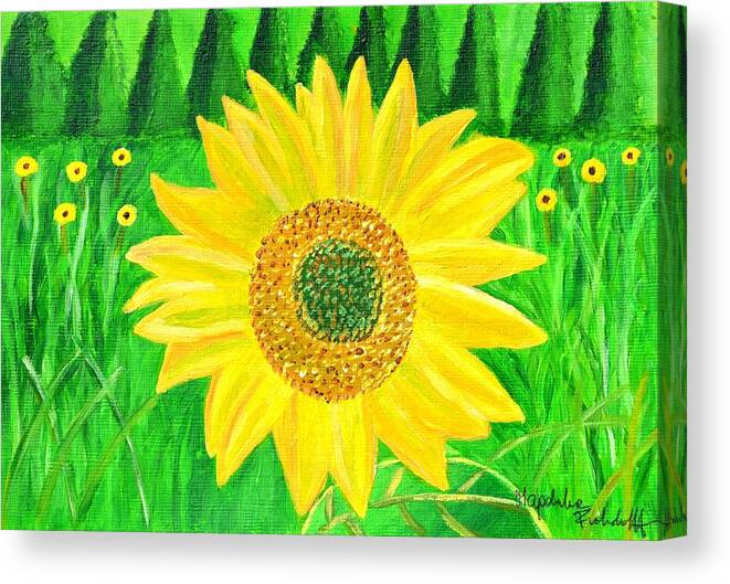 Sunflower Canvas Print featuring the painting Sunflower by Magdalena Frohnsdorff