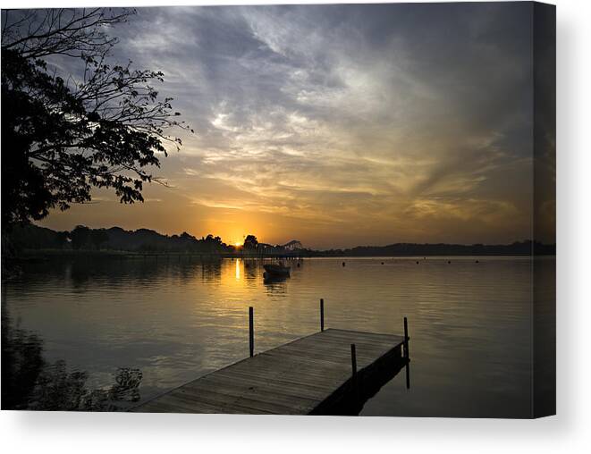 Singapore Canvas Print featuring the photograph Sunrise at the reservoir by Ng Hock How