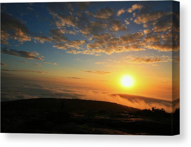 Cadillac Mountain Canvas Print featuring the photograph Sunrise on Cadillac Mountain by Kevin Schwalbe
