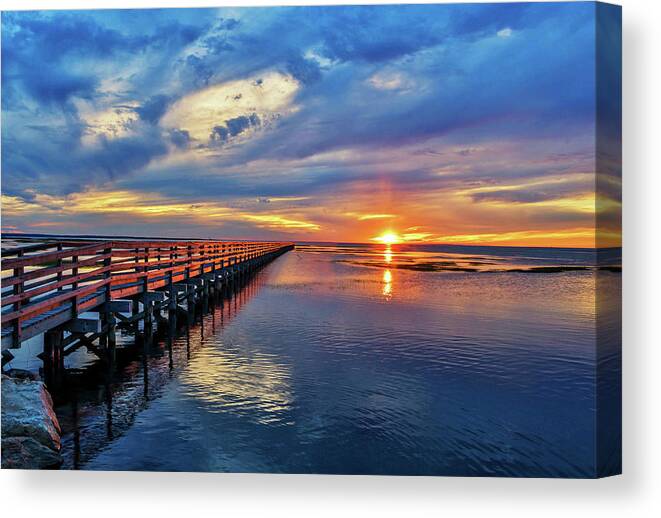 Cape Cod Canvas Print featuring the photograph Sunset at Grey's Beach on Cape Cod by Marisa Geraghty Photography