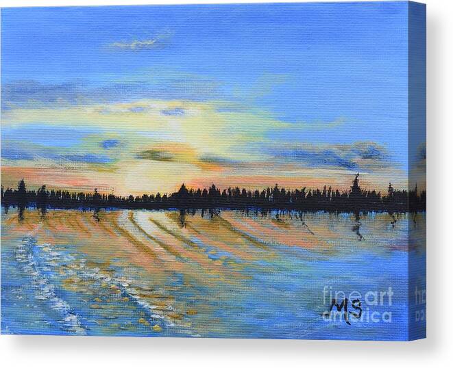 Sunset Canvas Print featuring the painting Sunset-Ivanhoe1 by Monika Shepherdson