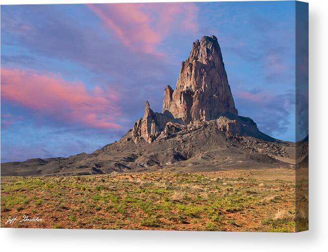 Arid Climate Canvas Print featuring the photograph Sunset on Agathla Peak by Jeff Goulden
