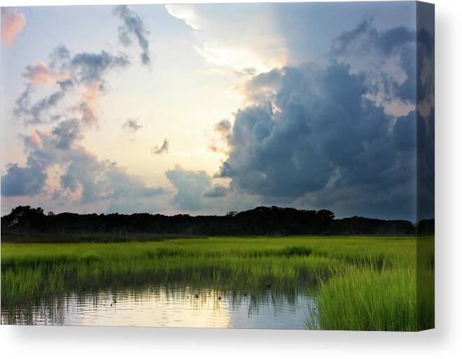 Photo Canvas Print featuring the photograph Sunset on Bogue Sound 2 by Alan Hausenflock