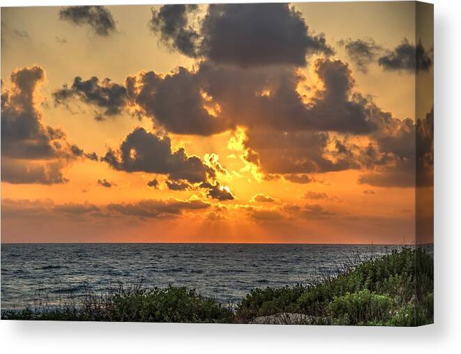 Dusk Canvas Print featuring the photograph Sunset over the Mediterranean by Dimitry Papkov