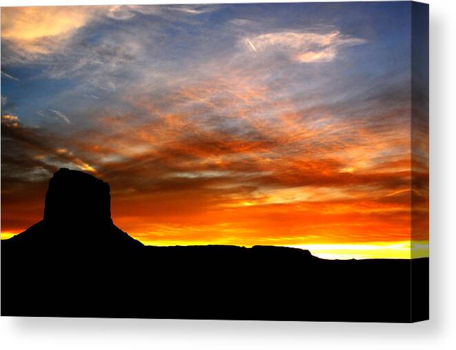 Monument Valley Canvas Print featuring the photograph Sunset Sky by Harry Spitz