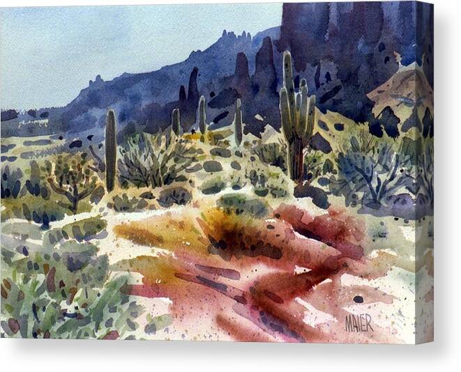 Superstition Mtn. Canvas Print featuring the painting Superstition Mountain by Donald Maier