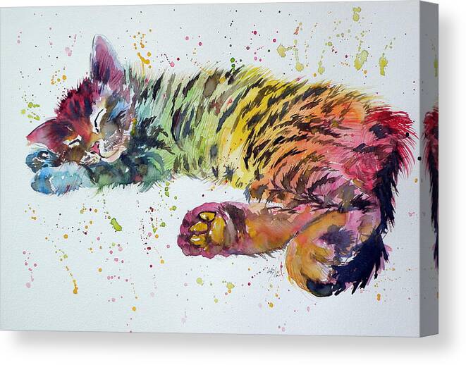 Cat Canvas Print featuring the painting Sweet dreams by Kovacs Anna Brigitta